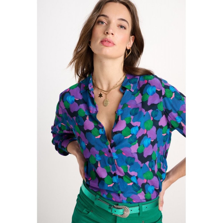 POM Amsterdam Pom Mila Brushwork Printed Shirt - Sp7403 | Shirts And Blouses