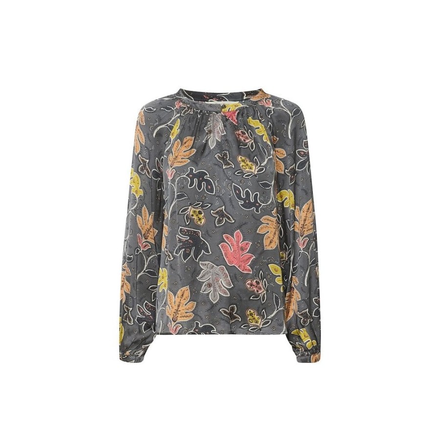 Part Two Leaf Printed Satin Blouse - Cesilla | Shirts And Blouses