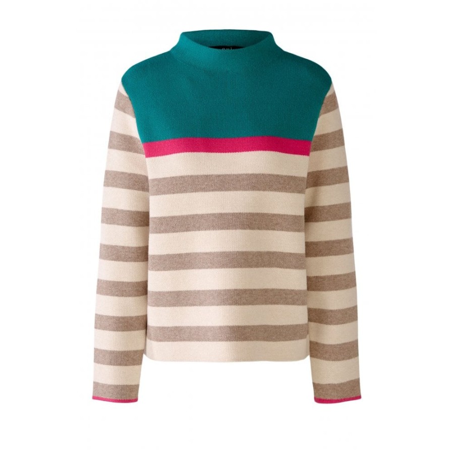 Oui Colourblock Striped Sweater - 79600 | Knitwear