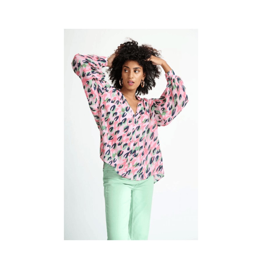 POM Amsterdam Pom Pink Animal Printed Blouse - Sp7241 | Shirts And Blouses