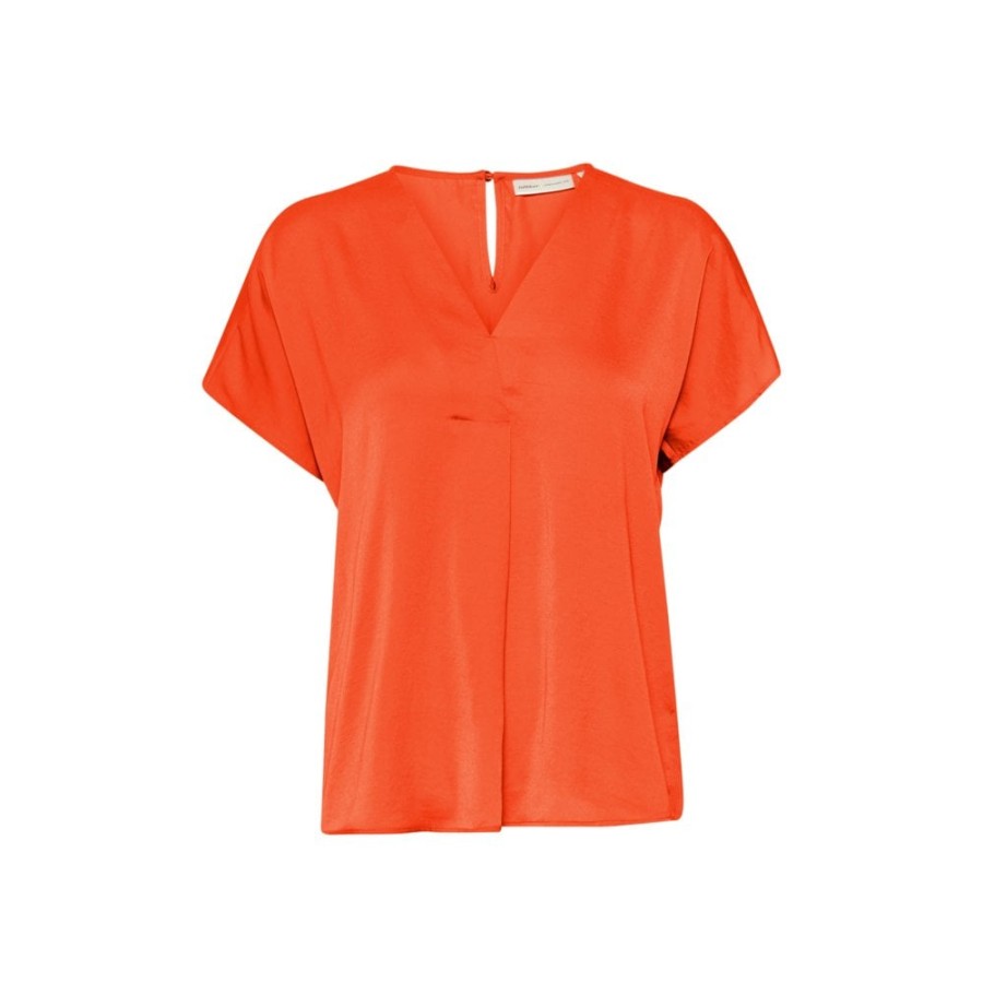 InWear Satin Sheen V-Neck Top - Rinda | Shirts And Blouses