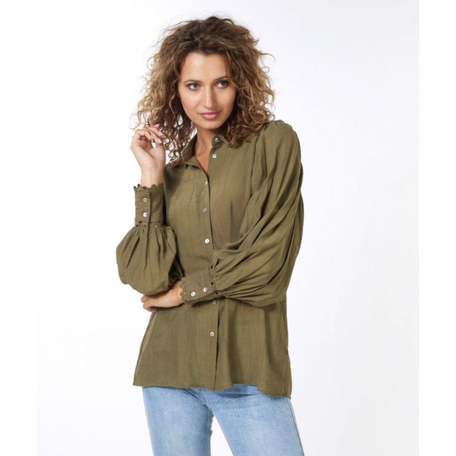 EsQualo Semi-Sheer Floaty Shirt - 15518 | Shirts And Blouses