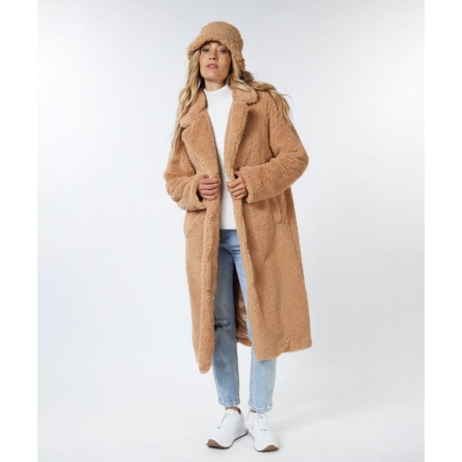 EsQualo Long Teddy Coat - 37513 | Coats