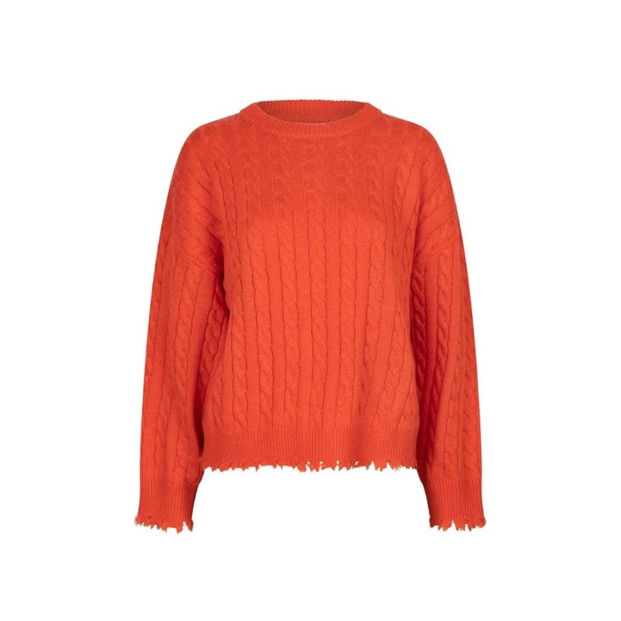 EsQualo Cable Knitted Fringe Sweater - 18502 | Knitwear