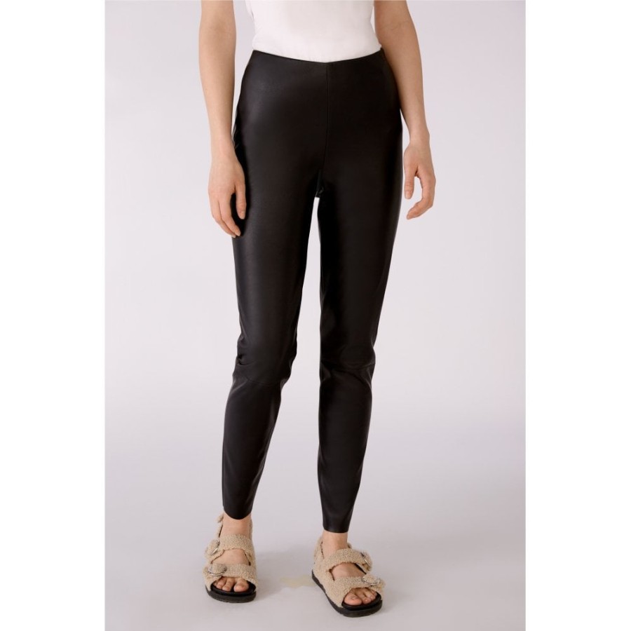 Oui Faux Leather Leggings - 77985 | Trousers