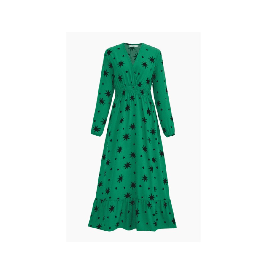 MSH Green Starburst Midi Dress - 8778 | Dresses