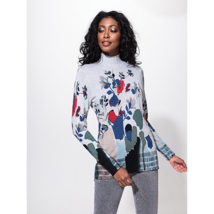 Alison Sheri Abstract Garden Printed Sweater - 42235 | Knitwear