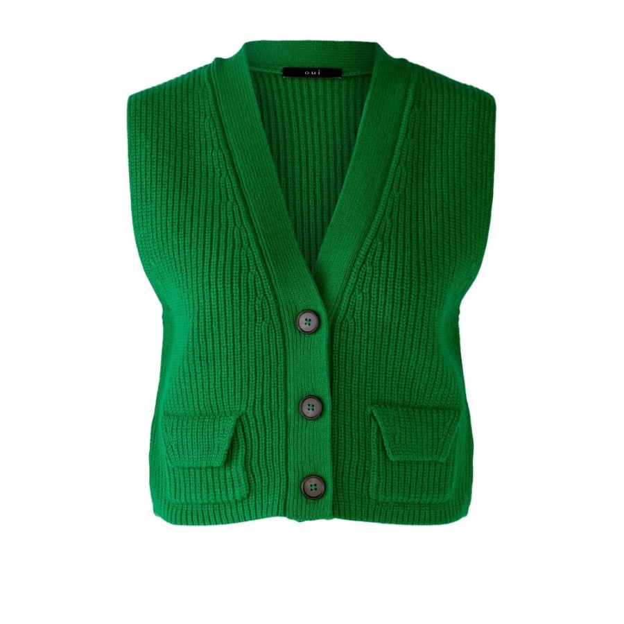 Oui Knitted Sleeveless Waistcoat Sweater - 80082 | Cardigans