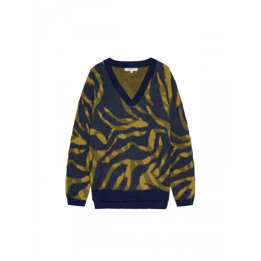 Sandwich Printed Knitted Sweater - 21001788 | Knitwear