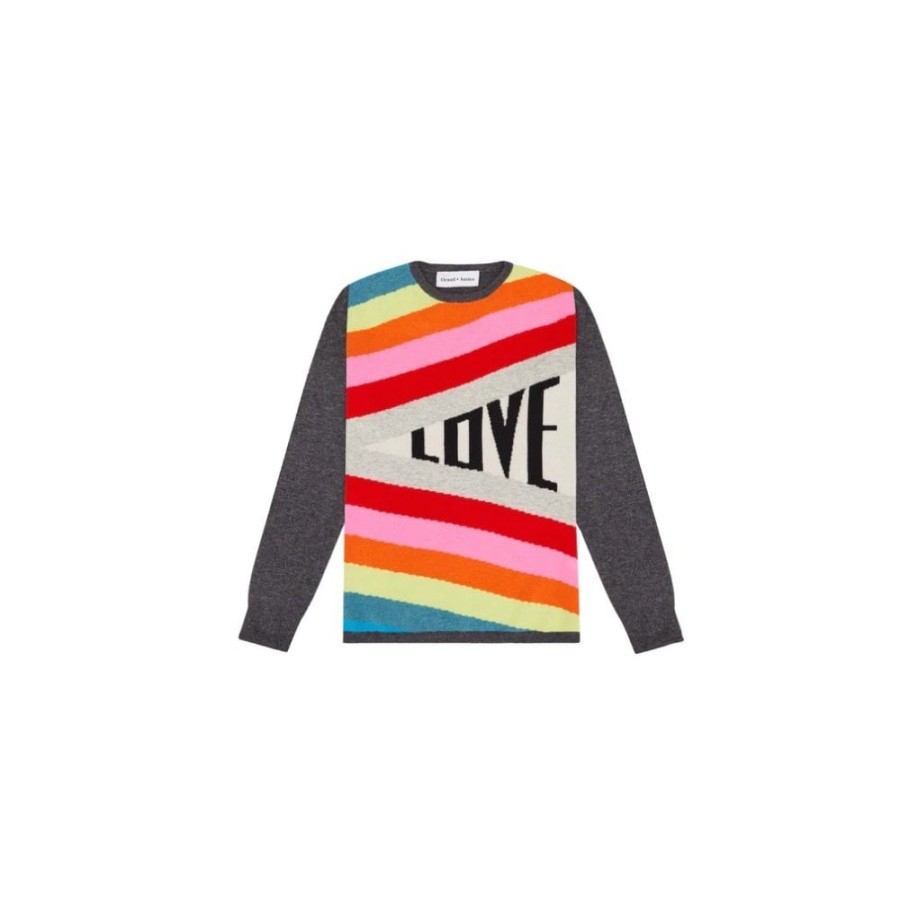 Orwell & Austen Rainbow Stripe Love Sweater | Cashmere