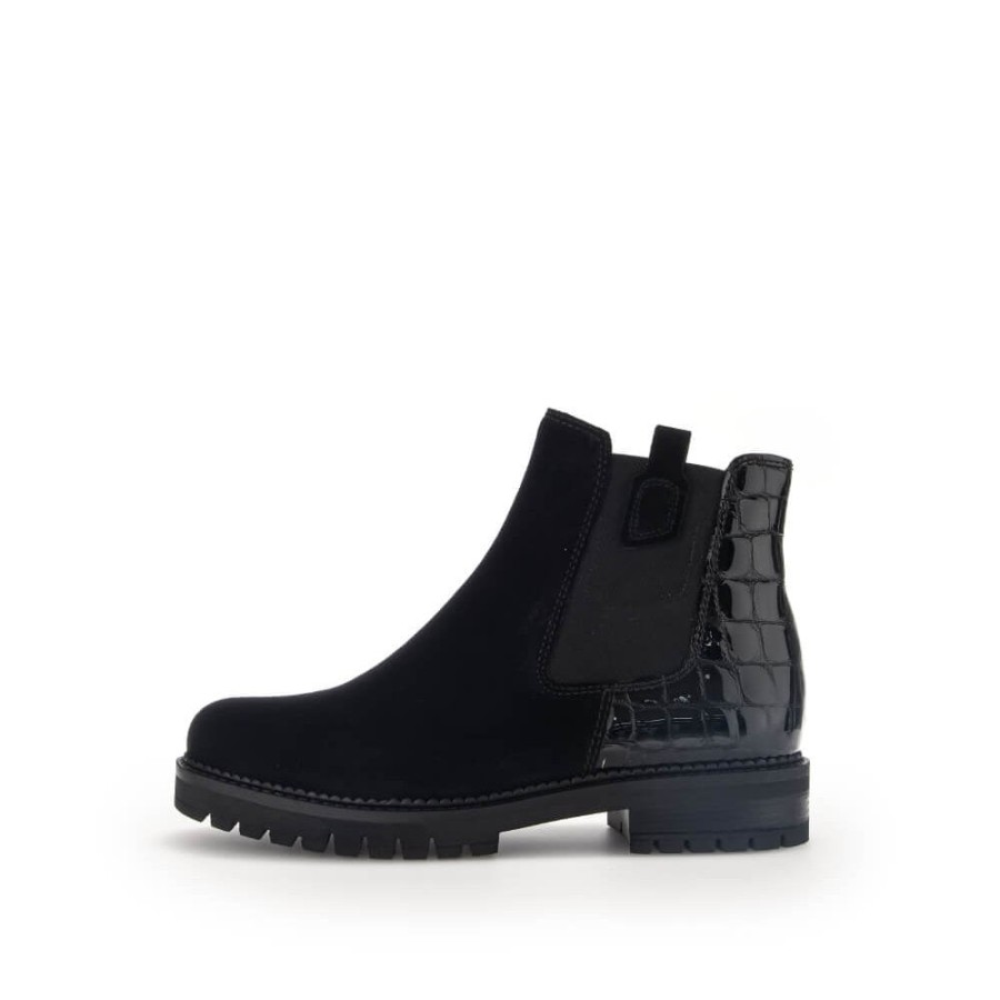 Gabor Low Chelsea Ankle Boot With Croc Detail - Liquer 32.720 | Ankle Boots