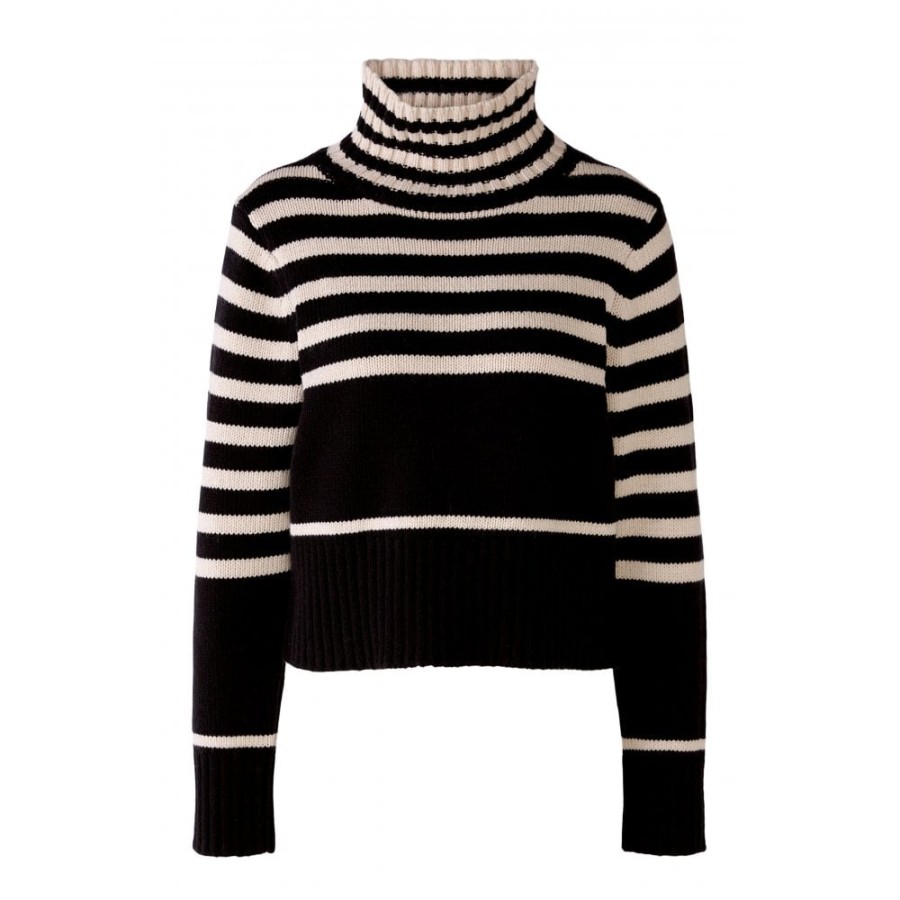 Oui Turtle Neck Striped Sweater - 79789 | Knitwear