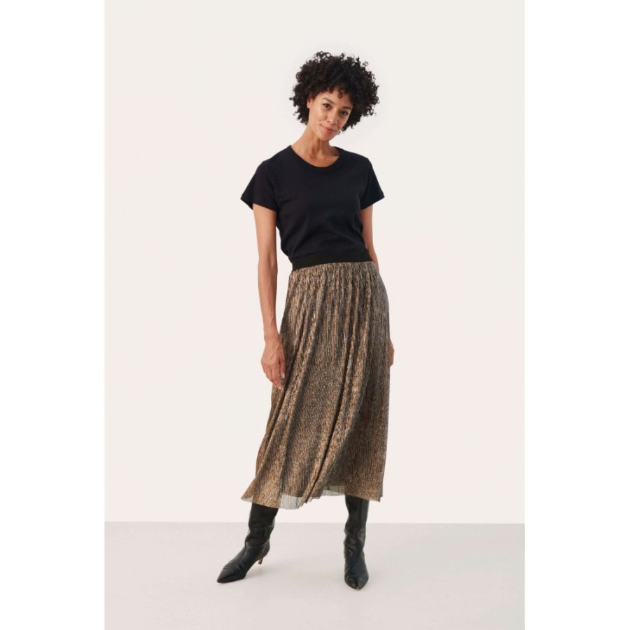 Part Two Two Toned Metallic Midi Skirt - Cipo | Skirts