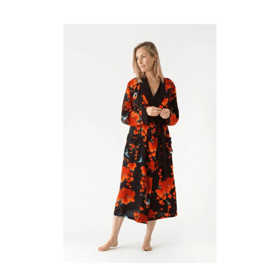 One Hundred Stars Crepe Gown - Acer Black | Dressing Gowns & Pyjamas