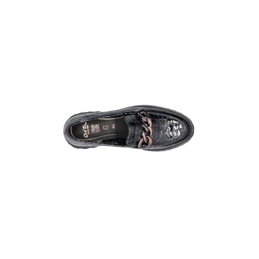 Ara Patent Leather Croc Effect Loafer - 31209 | Loafers And Moccasins