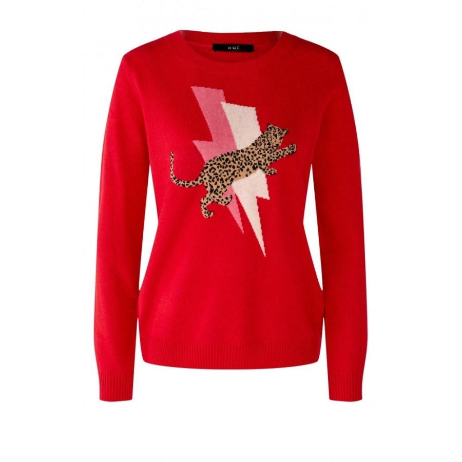 Oui Printed Leopard & Lightening Sweater - 79791 | Knitwear