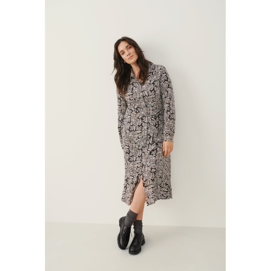 Part Two Leaf Printed Midi Shirt Dress - Shelby | Dresses