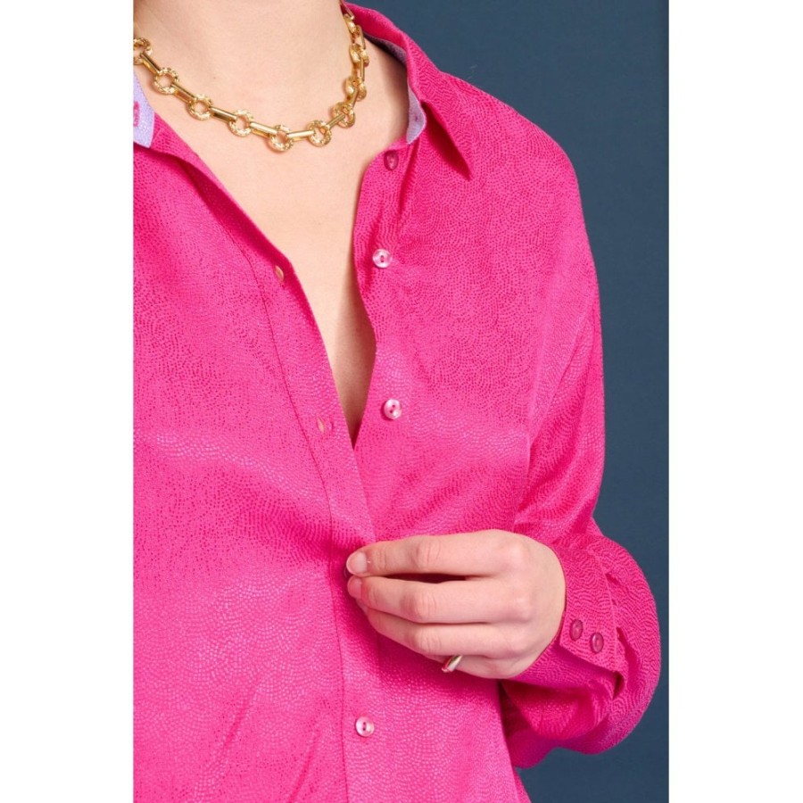 POM Amsterdam Pom Milly Fiery Pink Textured Shirt - Sp7398 | Shirts And Blouses