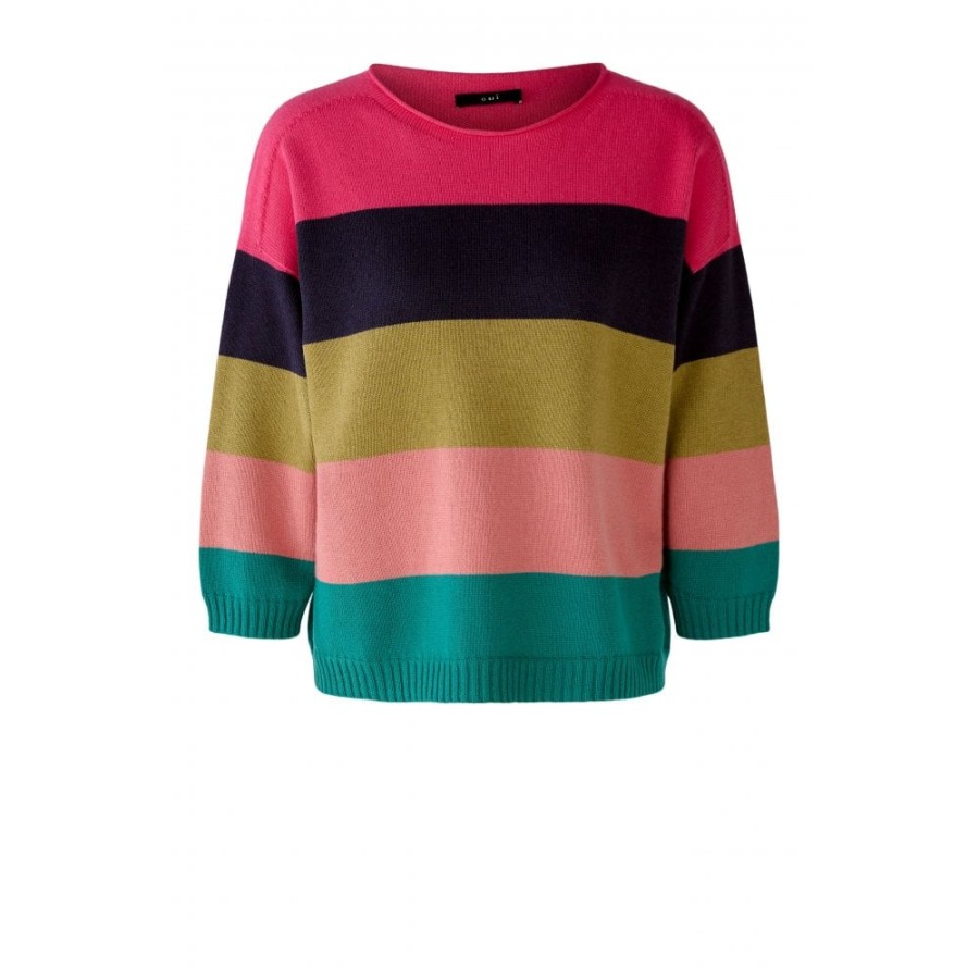 Oui Colourblock Striped Sweater - 79351 | Knitwear