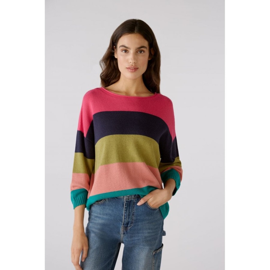 Oui Colourblock Striped Sweater - 79351 | Knitwear