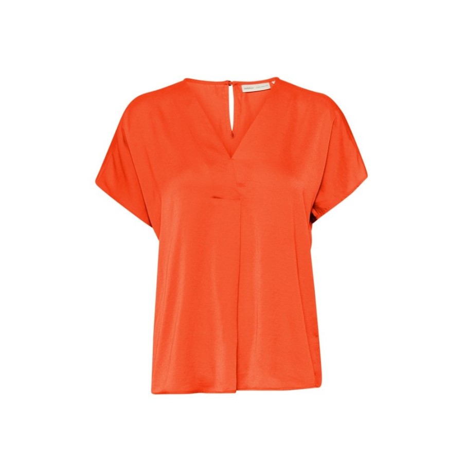 InWear Satin Sheen V-Neck Top - Rinda | Shirts And Blouses