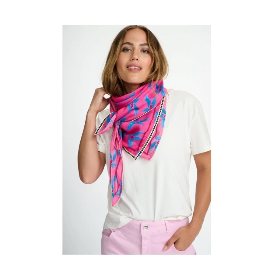 POM Amsterdam Pom Pink Origami Floral Scarf - Sp7175 | Scarves