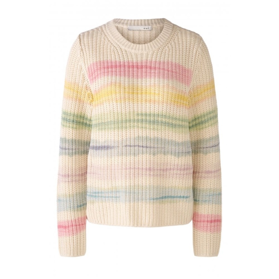 Oui Pastel Striped Sweater - 77932 | Sweaters