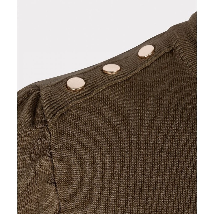 EsQualo Shoulder Detail Turtle Neck Sweater - 07541 | Knitwear