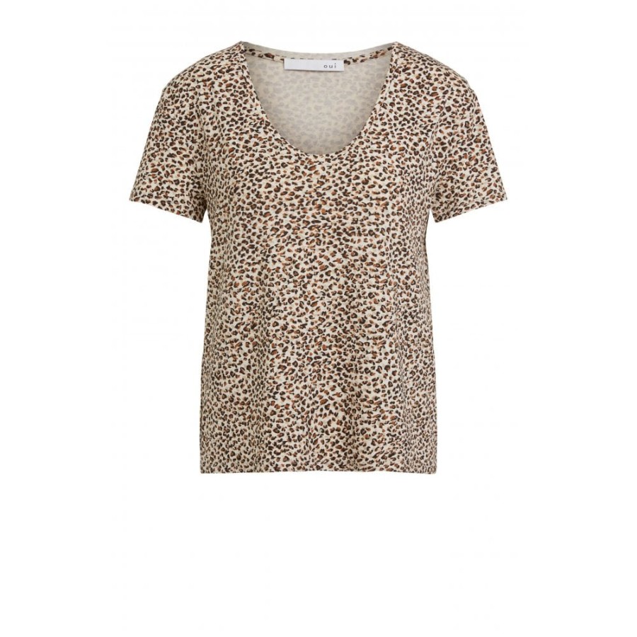 Oui Leopard Scoop T-Shirt - 75862 | Tops/T-Shirts