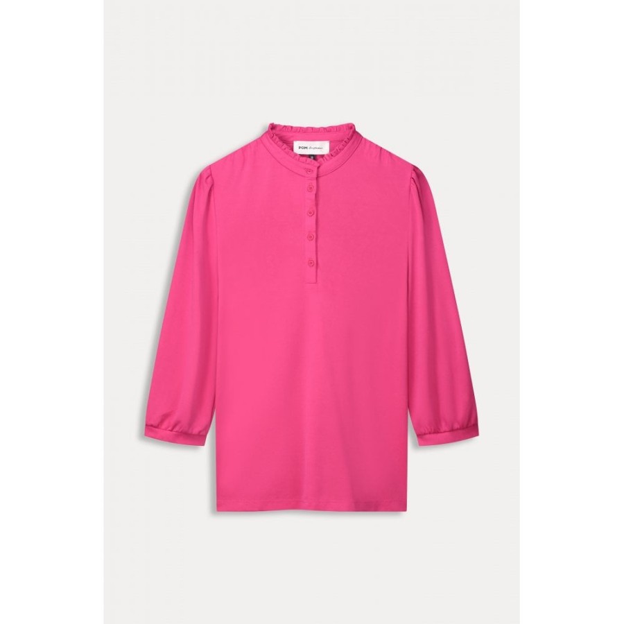 POM Amsterdam Pom Ruffle Neckline Blouse - Sp7685 | Shirts And Blouses