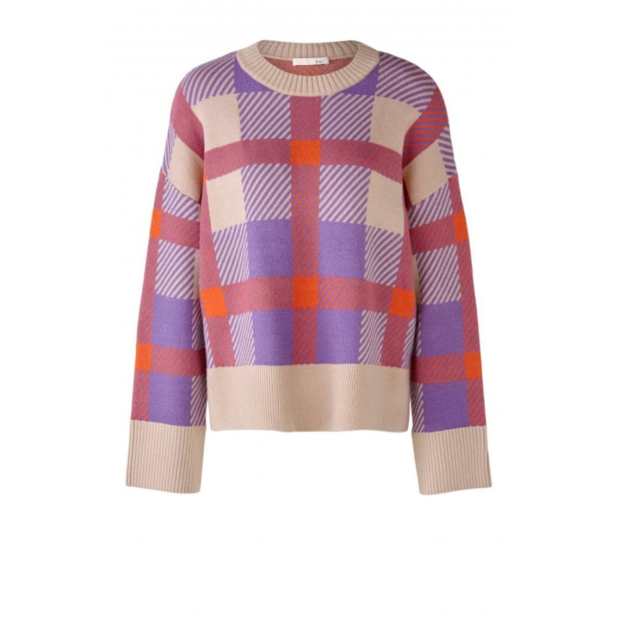 Oui Vibrant Checked Sweater - 78261 | Knitwear