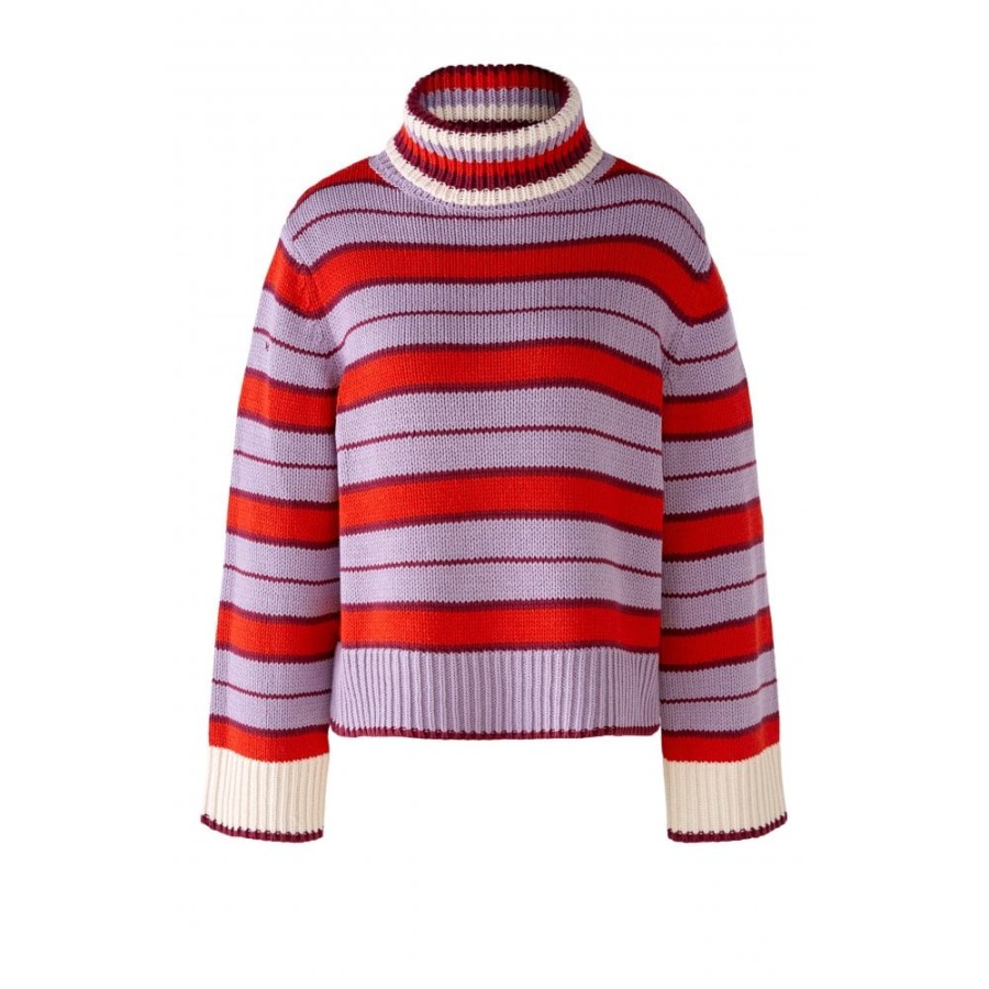 Oui Polo Knitted Striped Sweater - 77490 | Knitwear