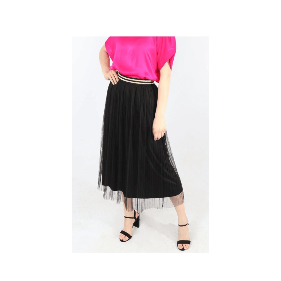 MSH Tulle Pleated Midi Skirt - 8694 | Skirts