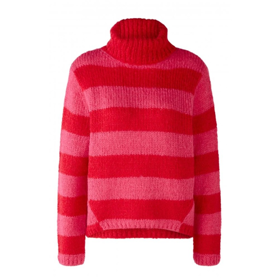 Oui Chunky Roll Neck Striped Sweater - 79577 | Knitwear