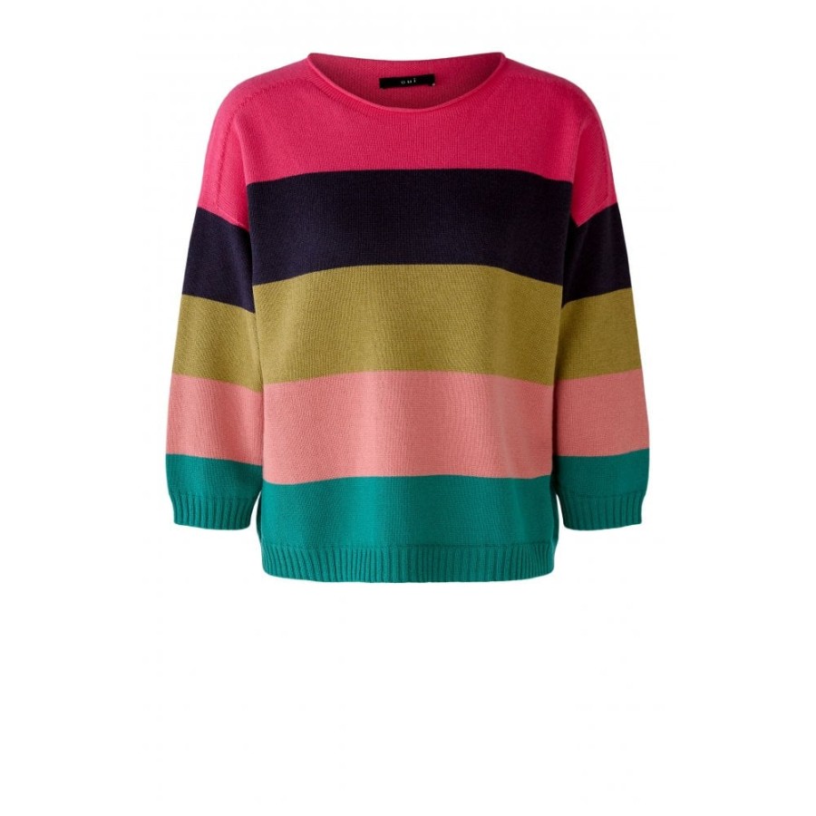 Oui Colourblock Striped Sweater - 79351 | Knitwear