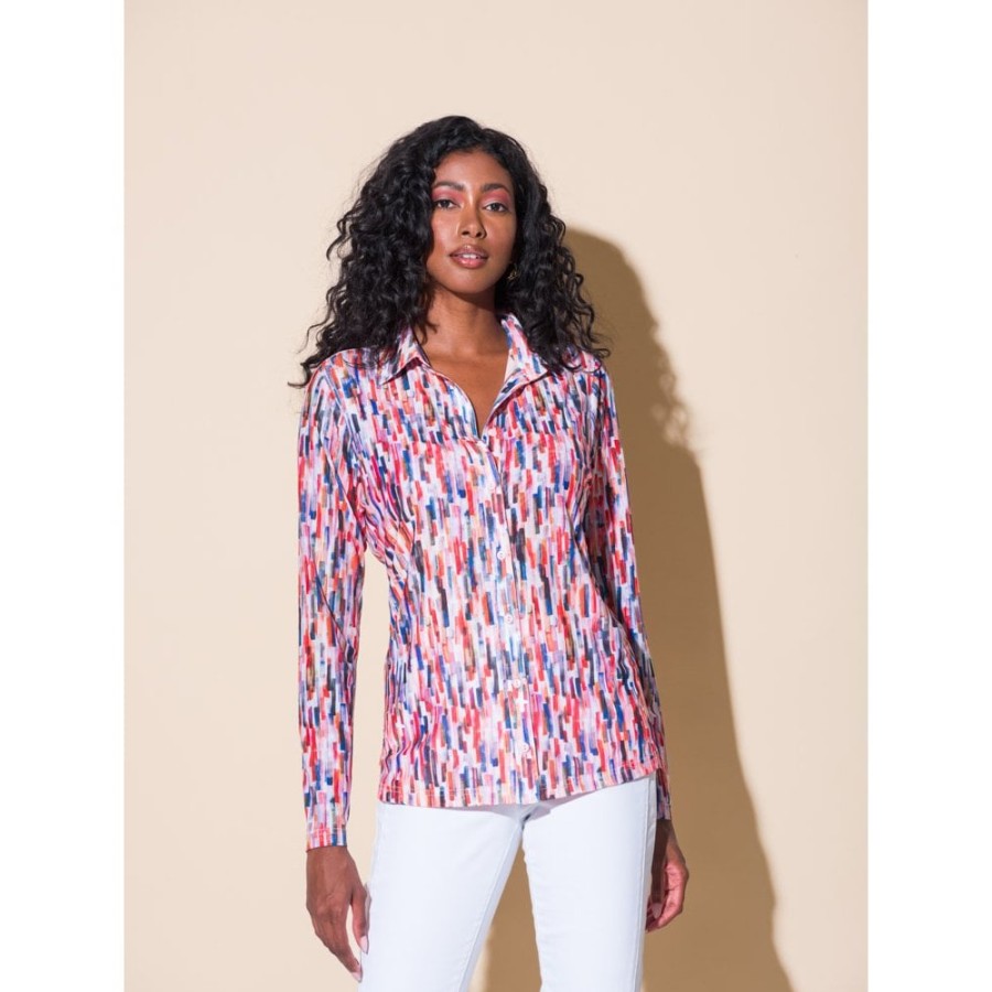 Alison Sheri Multi Printed Semi-Sheer Blouse - A43353 | Shirts And Blouses