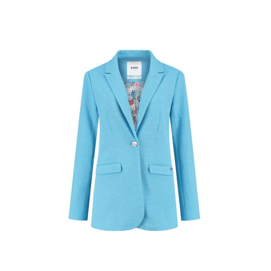 POM Amsterdam Pom Dreamy Blue Waffle Texture Blazer - Sp7167 | Blazer