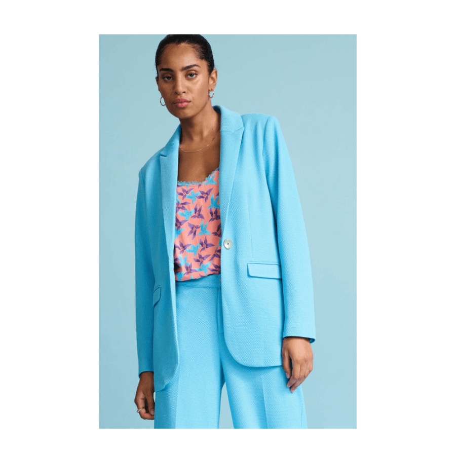 POM Amsterdam Pom Dreamy Blue Waffle Texture Blazer - Sp7167 | Blazer